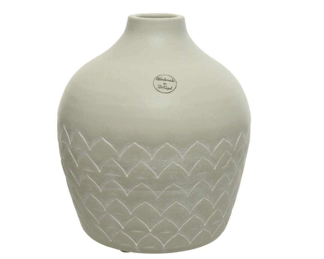 Βάζο διακοσμητικό terracotta λευκό Δ24x26cm