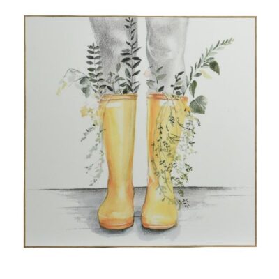 Πίνακας ζωγραφικής με πλαίσιο μπότες πολύχρωμο/κίτρινο 60x2.5x60cm