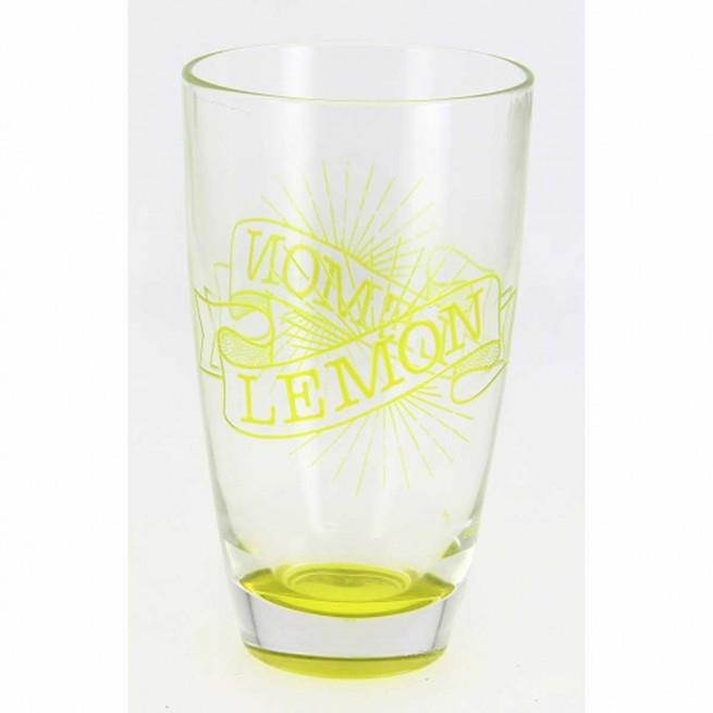 S/3 Ποτήρια νερού Enjoy Lemon 370ml γυάλινα διάφανα/κίτρινα Cerve Μ77090