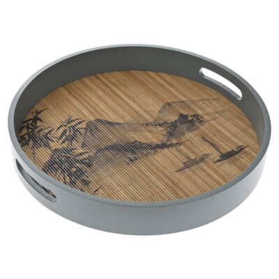 Δίσκος σερβιρίσματος με τύπωμα από ξυλάκια bamboo βεραμάν 35x5cm