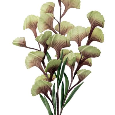 Λουλούδι διακοσμητικό τριπλό με πέταλα πράσινο/μωβ 110cm