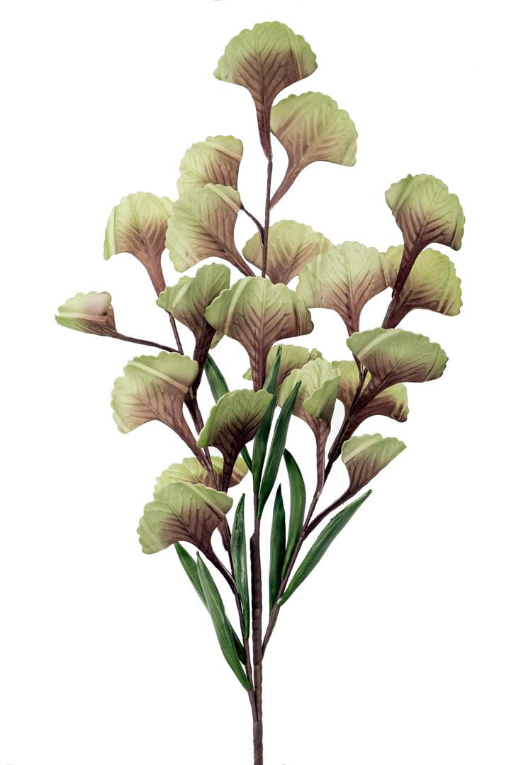 Λουλούδι διακοσμητικό τριπλό με πέταλα πράσινο/μωβ 110cm