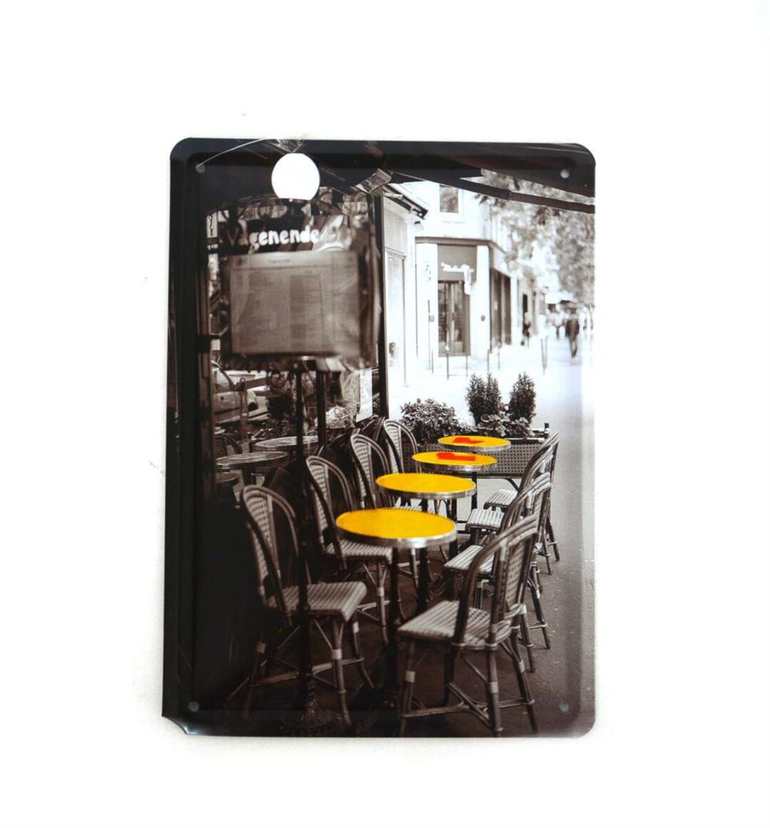 Πινακάκι cafe μεταλλικό λευκό/μαύρο 21x1x15.5cm Inart 3-90-610-0076/KAFE