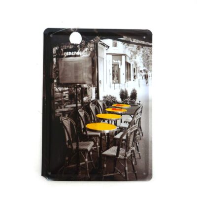 Πινακάκι cafe μεταλλικό λευκό/μαύρο 21x1x15.5cm Inart 3-90-610-0076/KAFE