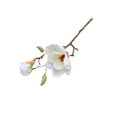 Διακοσμητικό λουλούδι μανώλια κλαδί υφασμάτινο λευκό 39cm