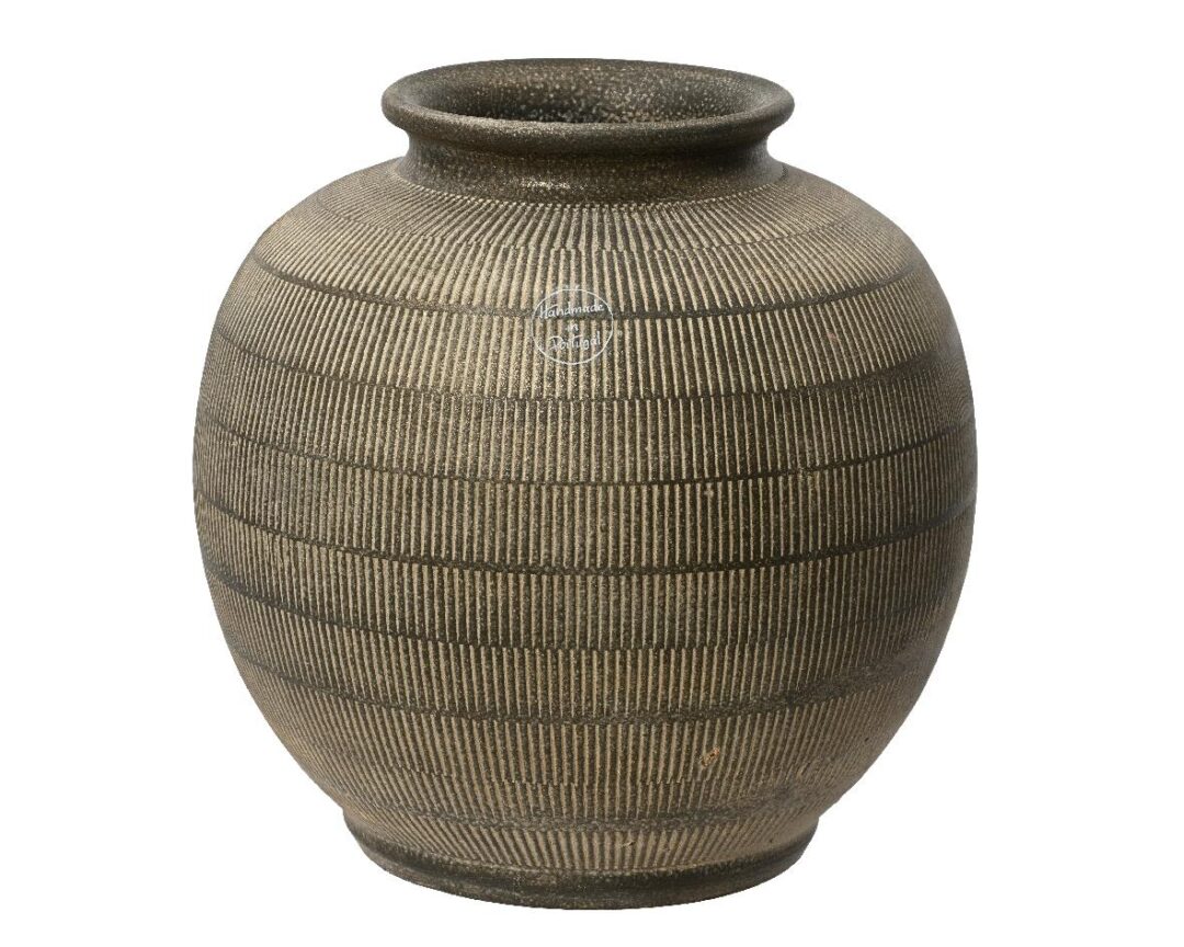 Βάζο διακοσμητικό terracotta καφέ/χρυσό Δ28x27cm