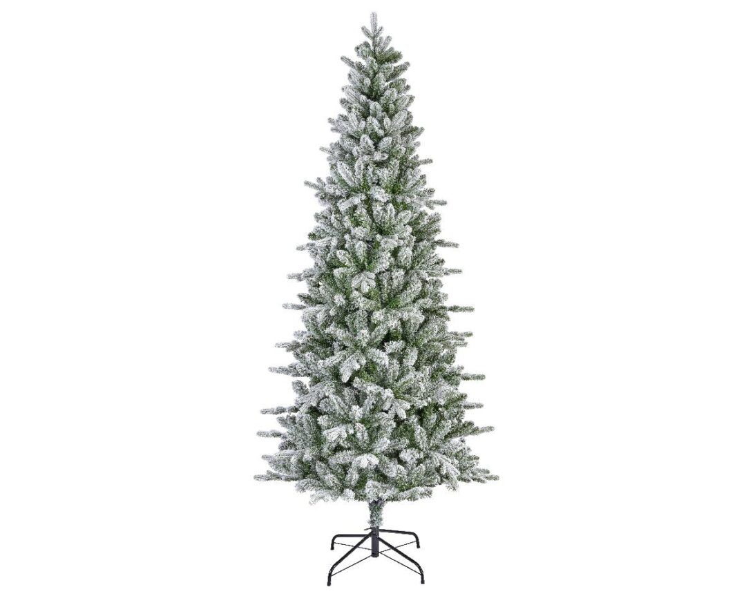 Δέντρο χριστουγεννιάτικο χιονισμένο με μεταλλική βάση πράσινο/λευκό Δ103x210cm