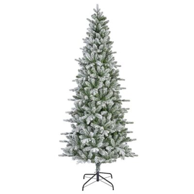 Δέντρο χριστουγεννιάτικο χιονισμένο με μεταλλική βάση πράσινο/λευκό Δ103x210cm