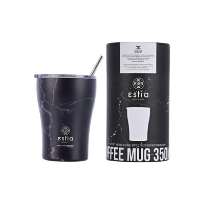 Θερμός Coffee Mug Save the Aegean με βουρτσάκι καθαρισμού 350ml Pentelica μαύρο Estia 01-16913