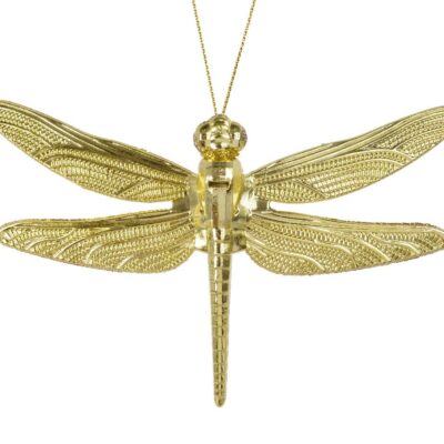 Στολίδι χριστουγεννιάτικο κρεμαστό dragonfly με glitter pl χρυσό 13.5x1x10cm