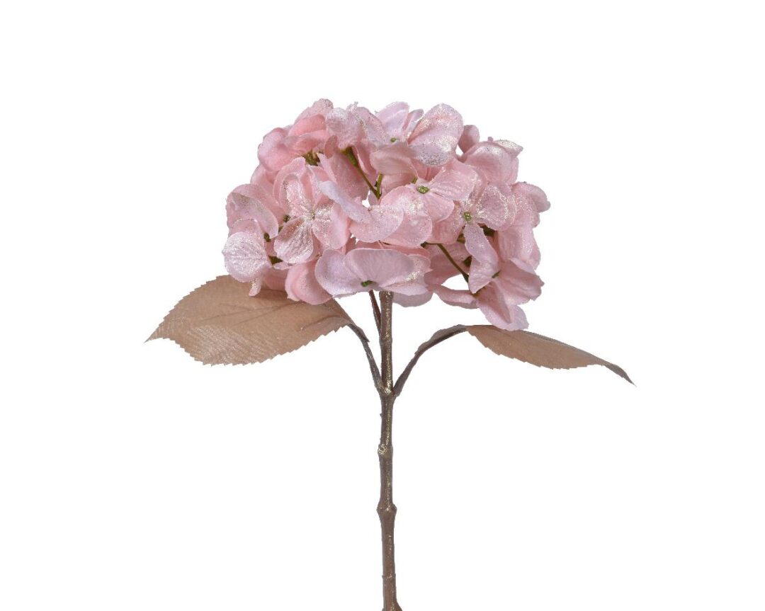 Διακοσμητικό λουλούδι ορτανσία με glitter ροζ Δ18xΥ45cm