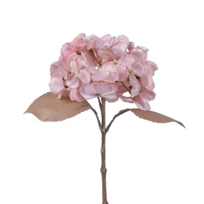 Διακοσμητικό λουλούδι ορτανσία με glitter ροζ Δ18xΥ45cm