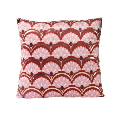 Μαξιλάρι διακοσμητικό art deco polyester/βελούδινο ροζ/χρυσό 45x45cm