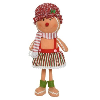 Διακοσμητικό Gingerbread κορίτσι polyester πολύχρωμο 18x10x40cm