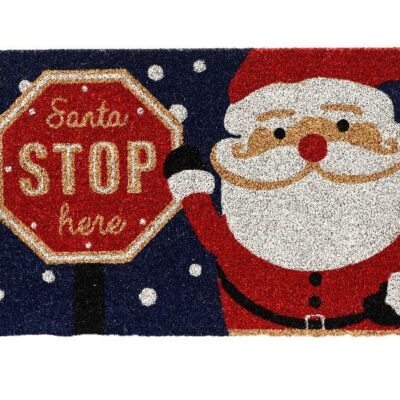Πατάκι πόρτας χριστουγεννιάτικο Santa Stop Here πολύχρωμο 40x60x1.5cm