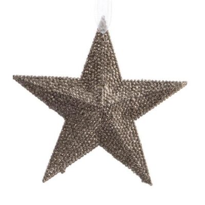 Στολίδι χριστουγεννιάτικο αστέρι κρεμαστό pl με glitter σαμπανί 0.8x10.5x10.5cm