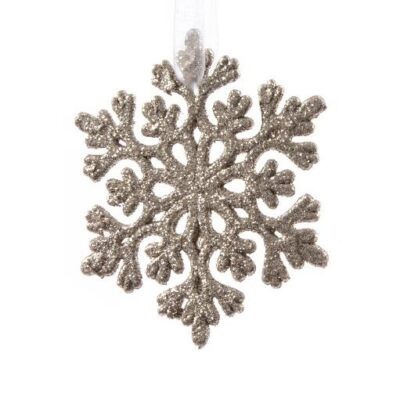 Στολίδι χριστουγεννιάτικο χιονονιφάδα κρεμαστό pl με glitter σαμπανί 0.8x10.5x10.5cm