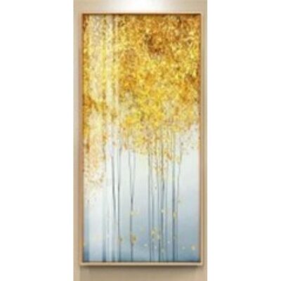 Πίνακας με κορνίζα γυάλινος χρυσό/γαλάζιο 30x60cm