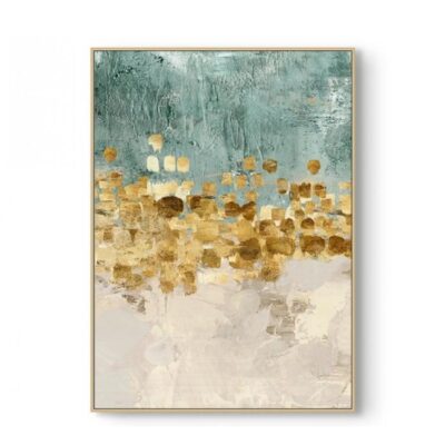 Πίνακας γυαλιστερός με μεταλλικό χρυσό πλαίσιο πολύχρωμος 40x60cm