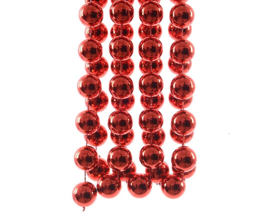 Γιρλάντα με χάντρες pl γυαλιστερή κόκκινη Δ2x270cm
