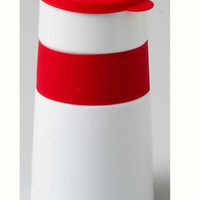 Δοχείο πορσελάνινο λευκό/κόκκινο 9x9x16cm Espiel CHU101