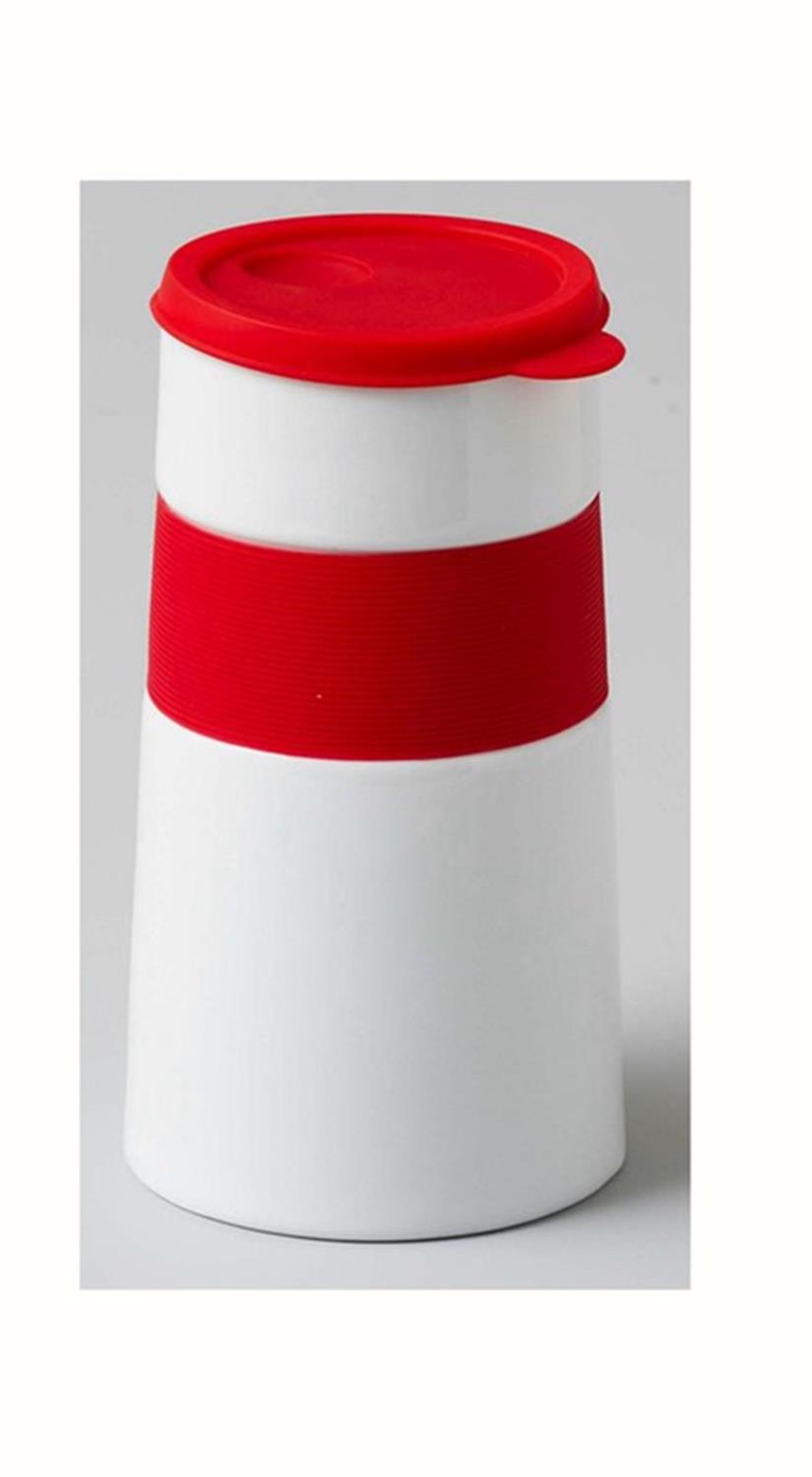 Δοχείο πορσελάνινο λευκό/κόκκινο 9x9x20cm Espiel CHU102