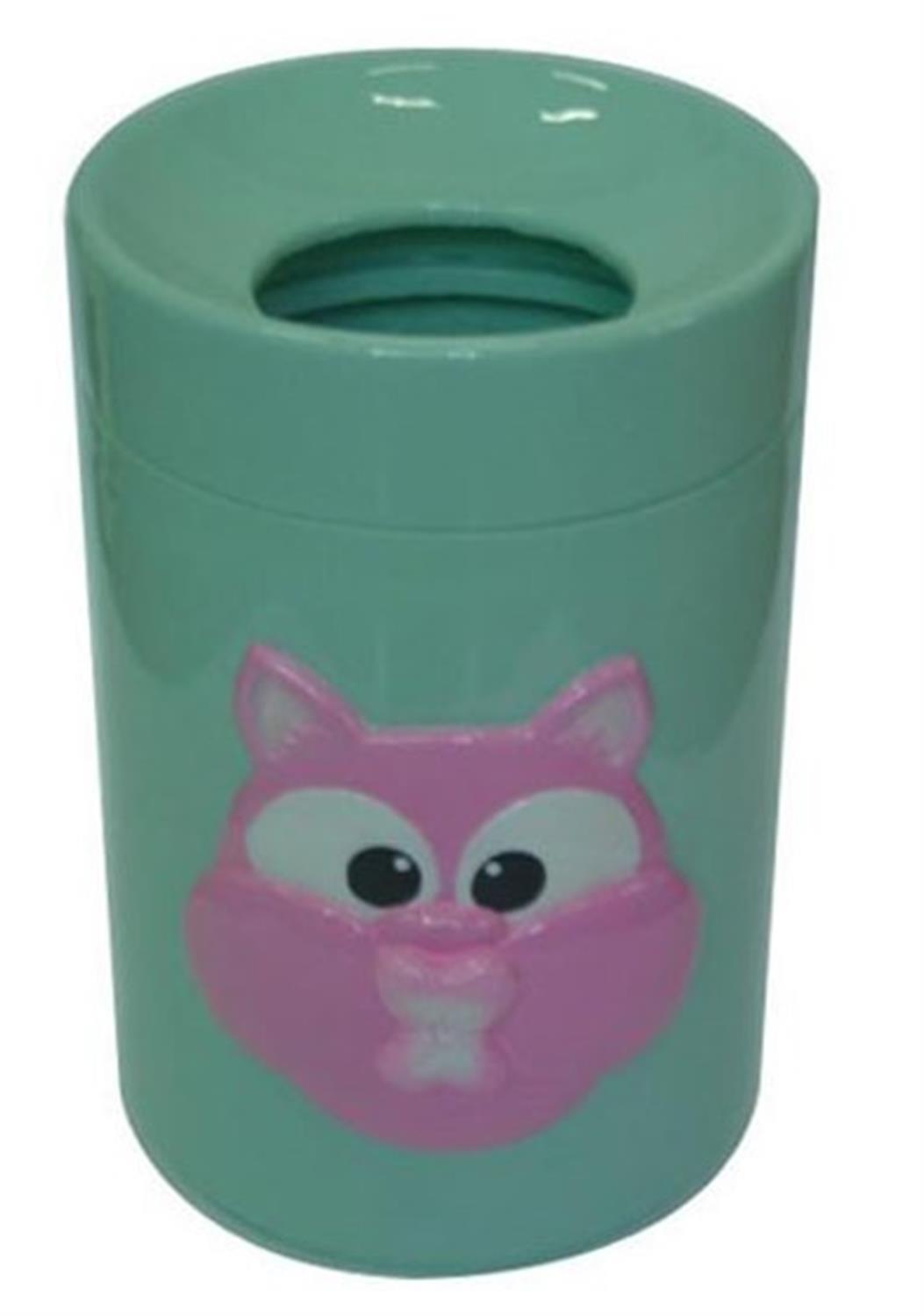 Παιδικός κάδος απορριμάτων Γάτα κεραμικός πράσινος/ροζ 19x22x29cm Espiel UAN1011