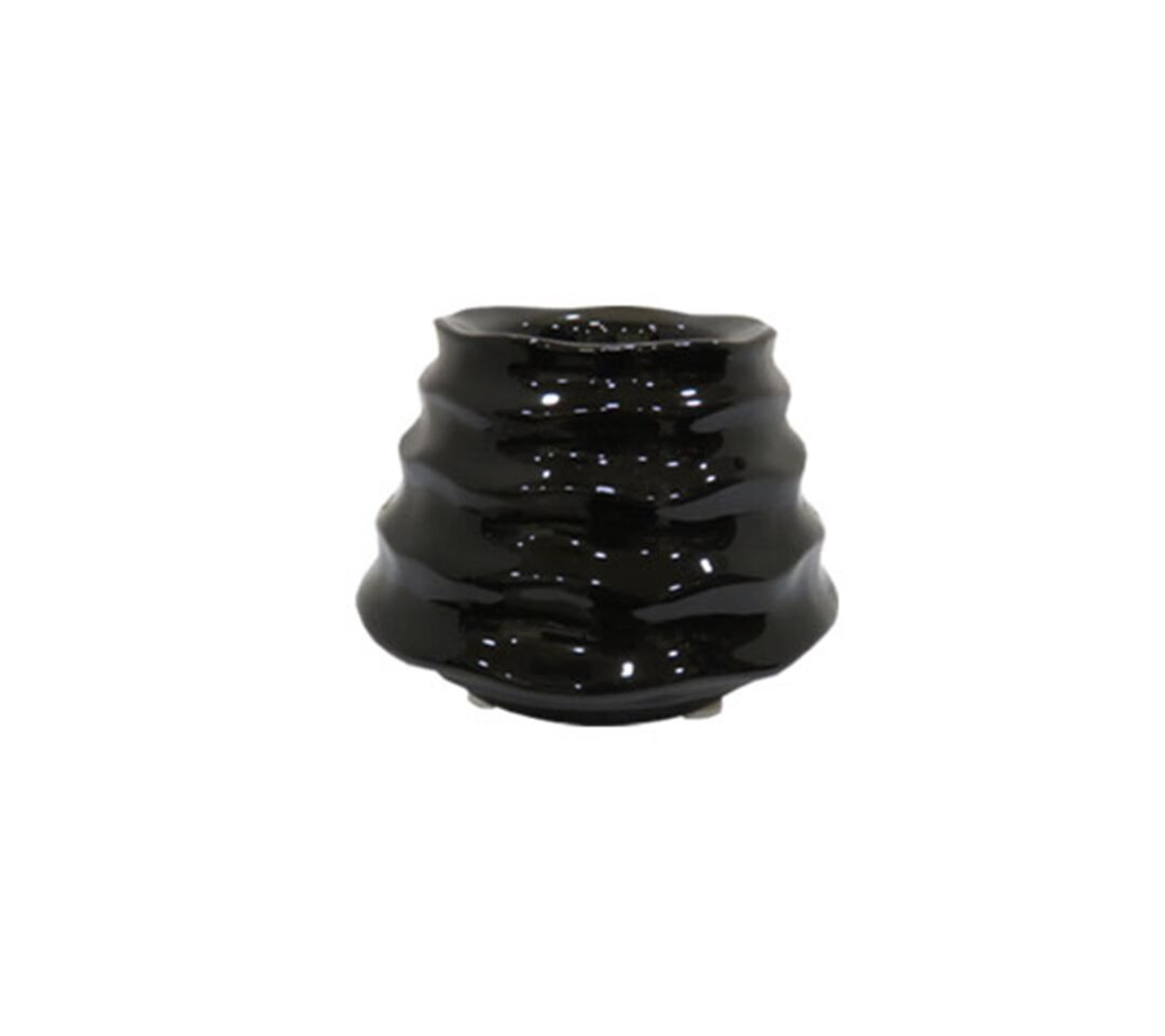 Κηροπήγιο κεραμικό μαύρο Rufflers 10x7.5cm